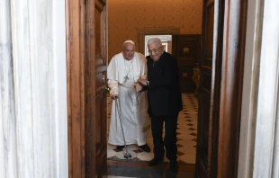 Pope Francis received Palestinian President Mahmoud Abbas at the Vatican on Dec. 12, 2024, for discussions focused on the humanitarian crisis in Gaza and prospects for peace in the Holy Land. Credit: Vatican Media