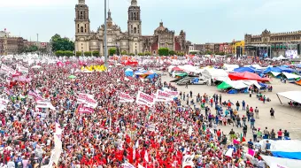 The cathedral church of Mexico City, the Metropolitan Cathedral of the Assumption of the Most Blessed Virgin Mary into Heaven, in the historic center of the city, is seen here on May 29, 2024, during the closing campaign rally of the country's victorious presidential candidate, Claudia Sheinbaum.