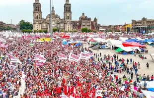 The cathedral church of Mexico City, the Metropolitan Cathedral of the Assumption of the Most Blessed Virgin Mary into Heaven, in the historic center of the city, is seen here on May 29, 2024, during the closing campaign rally of the country's victorious presidential candidate, Claudia Sheinbaum. Credit: Wikimedia Commons