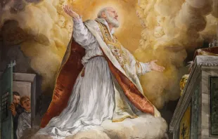 St. Philip Neri in levitation, fresco by unknown (1600 ca.) from Vallicella rooms of the saint, Chiesa Nuova, Rome. Credit: Francesco Cantone/Shutterstock