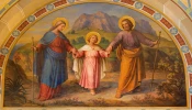 Fresco of the Holy Family in Dobling Carmelite Monastery in Vienna, Austria. The Church celebrates the feast of the Holy Family this year on Sunday, Dec. 29, 2024.