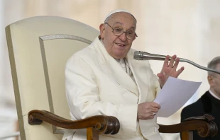 Pope Francis delivers remarks at his Wednesday general audience in St. Peter's Square at the Vatican on Wednesday, Nov. 13, 2024. Credit: Vatican Media