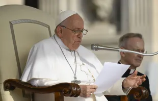 Pope Francis gives his general audience address in St. Peter’s Square at the Vatican on Sept. 13, 2023. Credit: Vatican Media