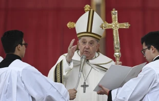 Pope Francis presides over Easter Sunday Mass in St. Peter's Square on March 31, 2024. Credit: Vatican Media