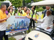 Singaporeans welcoming Pope Francis to their country on Sept. 11, 2024.