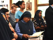 Sister Mary Rose Chinn of the Handmaids of the Triune God attends a Byzantine Divine Liturgy at Holy Protection of the Mother of God Byzantine Catholic Church in downtown Denver on June 8, 2024.