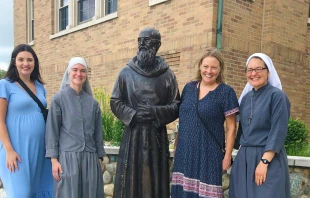 Sister Solanus Casey Danda, SOLT, second from left, is one of several religious sisters with Detroit ties who in recent years entered religious life and chose Blessed Solanus Casey as their namesake. Four sisters interviewed by Detroit Catholic explained how Detroit’s beloved Capuchin friar played a significant role in their discernment journeys, and why, after much prayer, they chose him as a model of holiness in their own vocations. Credit: Courtesy photo/Detroit Catholic