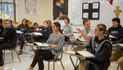 Students at St. Dominic Academy in Auburn, Maine.