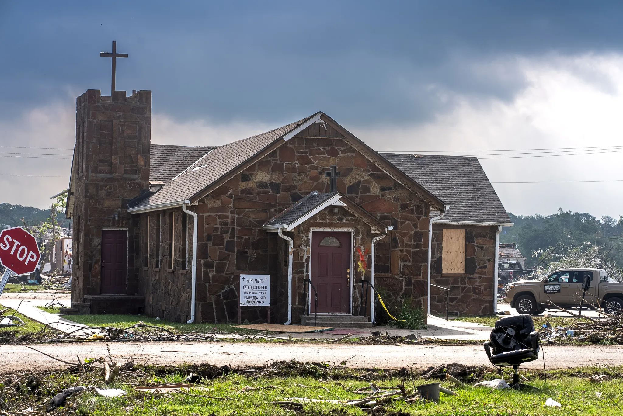 A powerful tornado hit St. Mary's Catholic Church in rural Barnsdall, Oklahoma, on May 6, 2024.?w=200&h=150