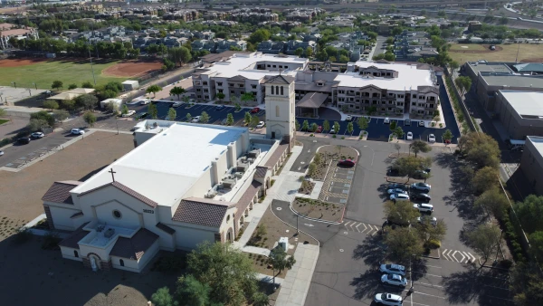 Acanthus Development is set to build a senior living community at St. Benedict Catholic Church in Ahwatukee, an urban village in Phoenix. Credit: Acanthus Development