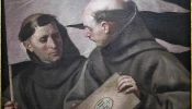 St. John Capistrano and St. Bernardine of Siena. Museum of Fine Arts of Granada. Painting, oil on canvas, by Alonso Cano (1653-1657) for an altarpiece of the disappeared Franciscan convent of San Antonio and San Diego, Granada.