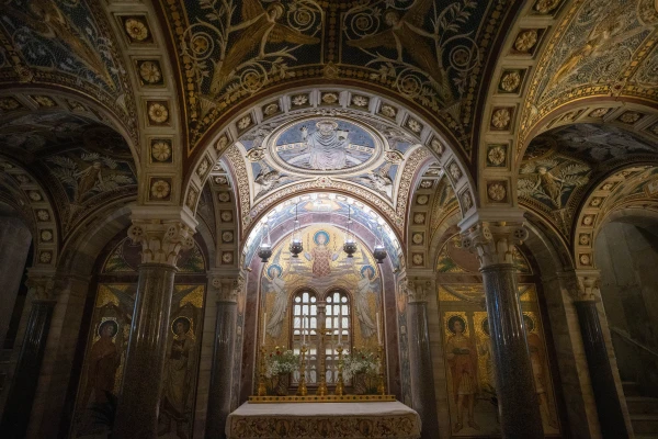 The Basilica of St. Cecilia in Trastevere in Rome, Italy. St. Cecilia is the patron saint of musicians and poets because of this sentiment and her alleged singing within the oven during her martyrdom. Her fortitude may inspire the modern Catholic in the trials of life and inspire one to find God within music. Credit: Daniel Ibañez/CNA