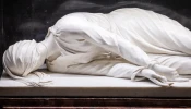 A close-up of the tomb of St. Ceclia at the basilica dedicated to her in Trastevere, Rome, Italy.