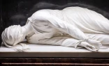 A close-up of the tomb of St. Ceclia at the basilica dedicated to her in Trastevere, Rome, Italy.