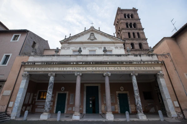 The Basilica of St. Cecilia is a fifth-century church in Rome, Italy, in the Trastevere neighborhood. It is dedicated to the Roman martyr St. Cecilia (early third century A.D.) and serves as the conventual church for the adjacent abbey of Benedictine nuns. Credit: Daniel Ibañez/CNA