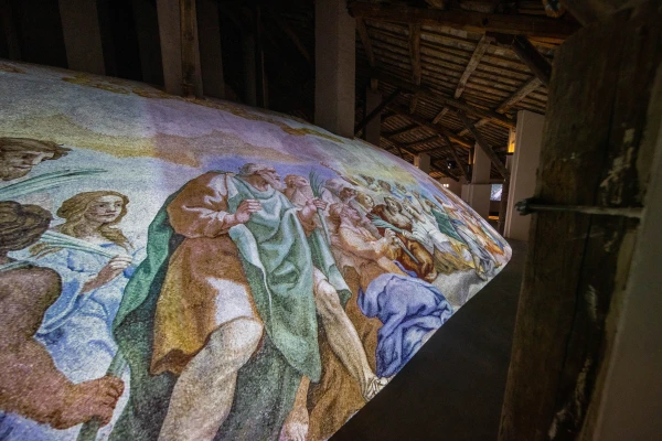 The “Pétros ení” exhibition on the terrace of St. Peter’s Basilica. Credit: Daniel Ibañez/CNA