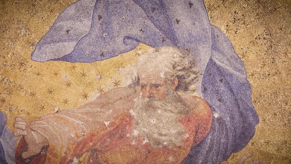 An up-close image of the mosaic at the very top of St. Peter’s Basilica dome. Credit: Microsoft La Basilica Di San Pietro: AI-Enhanced Experience