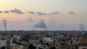 Smoke billows during air strikes in central Khartoum as the Sudanese army attacks positions held by the paramilitary Rapid Support Forces (RSF) throughout the Sudanese capital on Oct. 12, 2024.