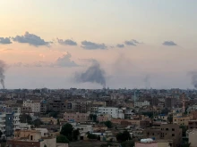 Smoke billows during air strikes in central Khartoum as the Sudanese army attacks positions held by the paramilitary Rapid Support Forces (RSF) throughout the Sudanese capital on Oct. 12, 2024.