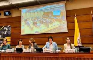 Panelists speak at the event "Towards the Abolition of Surrogacy: Preventing the Exploitation and Commodification of Women and Children,” held by the Permanent Mission of the Holy See to the United Nations on Tuesday, June 18, 2024. Credit: Permanent Mission of the Holy See