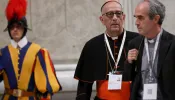 Archbishop of Barcelona and the president of the Episcopal Conference of Spain, Cardinal Juan José Omella y Omella, arrives at St. Peter’s Basilica for a penitential service for the Synod of Bishops presided by Pope Francis on Oct. 1, 2024, in Vatican City.