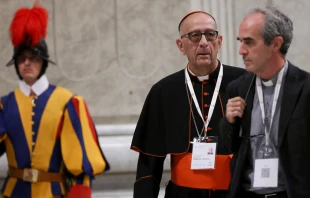 Archbishop of Barcelona and the president of the Episcopal Conference of Spain, Cardinal Juan José Omella y Omella, arrives at St. Peter’s Basilica for a penitential service for the Synod of Bishops presided by Pope Francis on Oct. 1, 2024, in Vatican City. Credit: Franco Origlia/Getty Images