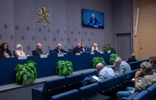 Closing the first week of meetings, Synod on Synodality participants from different continents put a spotlight on the plight of the world’s poor and vulnerable at a press briefing held in the Vatican on Oct. 4, 2024, the feast day of St. Francis of Assisi.  Credit: Daniel Ibañez/CNA