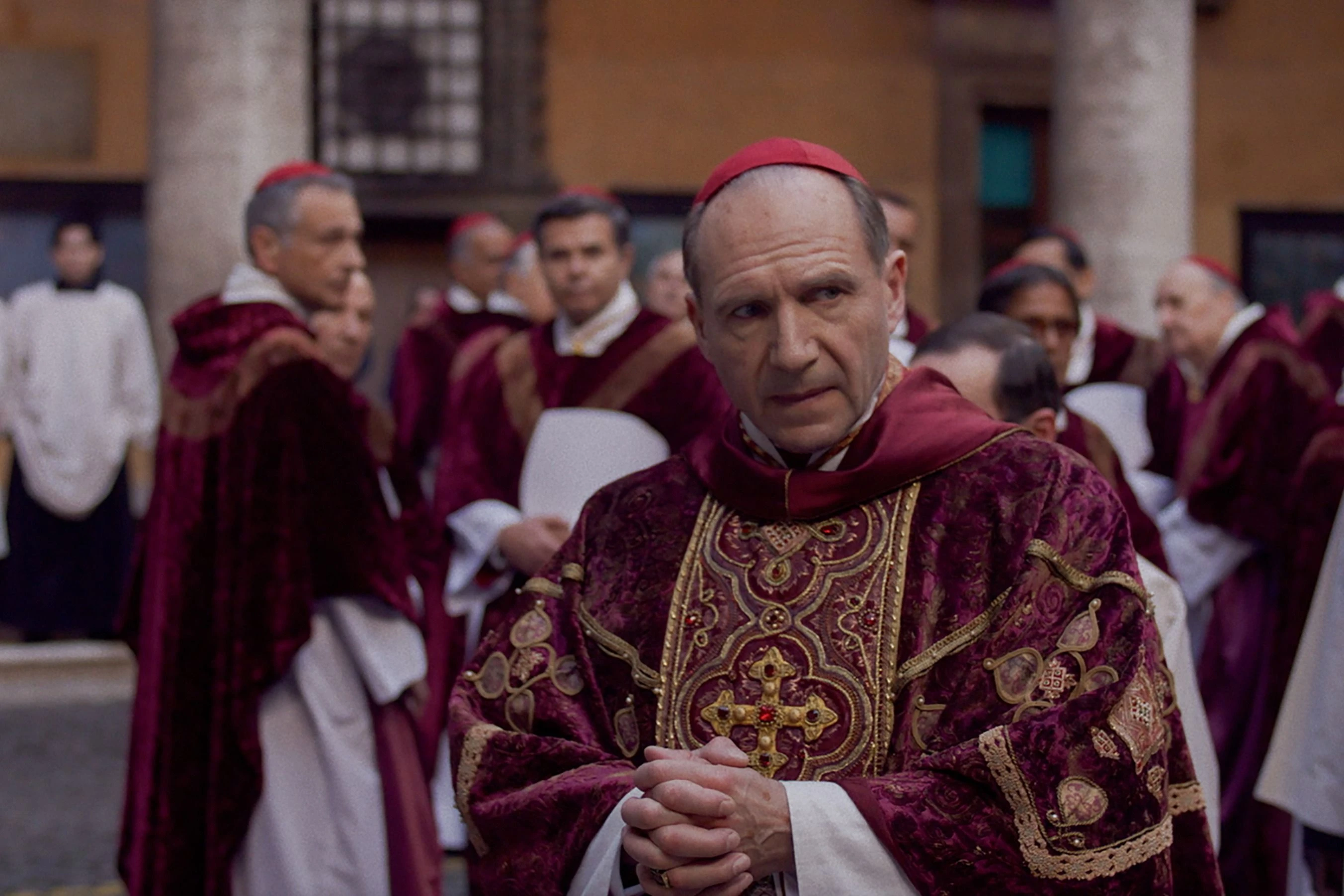 Ralph Fiennes as Cardinal Lawrence in the film “Conclave,” which opens in theaters Oct. 25, 2024, in the U.S.?w=200&h=150