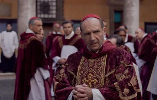 Ralph Fiennes as Cardinal Lawrence in the film “Conclave,” which opens in theaters Oct. 25, 2024, in the U.S. Credit: Focus Features