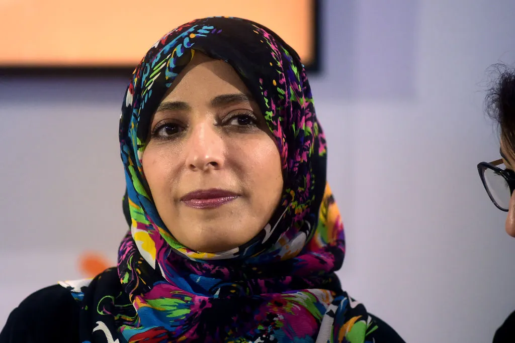 Yemeni activist Tawakkol Karman, winner of the Nobel Prize for Peace in 2011, attends the Trento Economy Festival 2023 at Palazzo Geremia on May 25, 2023, in Trento, Italy.?w=200&h=150