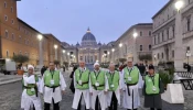 A group of Templar volunteers in front of St. Peter’s Basilica.