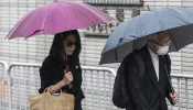 Jimmy Lai’s wife, Teresa (left), and retired Chinese Cardinal Joseph Zen Ze-Kiun arrive at the West Kowloon Magistrates’ Courts to attend Hong Kong activist publisher Lai’s national security trial in Hong Kong on Wednesday, Nov. 20, 2024.