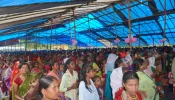 The faithful gather at the site of Father Arul Das' death in the Jamboni jungle on Sept. 2, 2024.