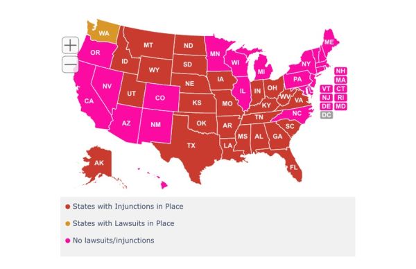 The Independent Women’s Forum has published an interactive map showing which states have successfully blocked the rule and in which states it is currently active. The map also shows which states have pending litigation on the rule. Credit: Image courtesy of Independent Women’s Forum.