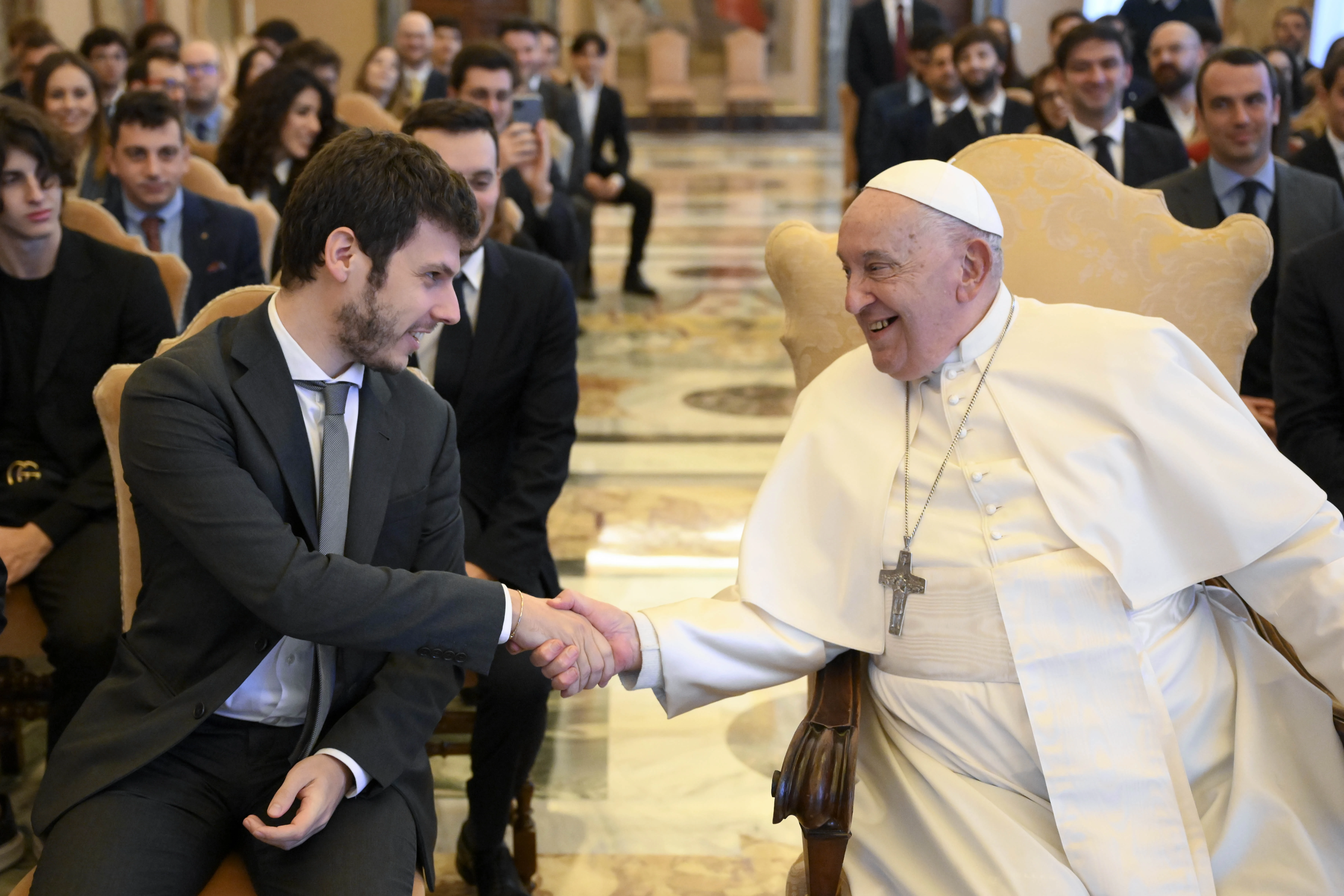 Pope Francis greets members of Italy’s National Youth Council at the Vatican on Nov. 16, 2024.?w=200&h=150