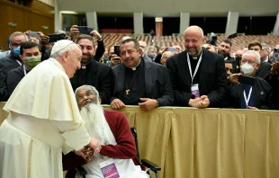 Pope Francis meets with Missionaries of Mercy at the Vatican on April 25, 2022. Vatican Media.