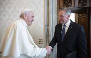 Pope Francis meets with Patrick E. Kelly, Supreme Knight of the Knights of Columbus, Oct. 25, 2021. Vatican Media.