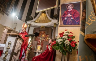 A Mass in honor of Blessed Jerzy Popiełuszko at St. Stanislaus Kostka Church, Warsaw, Poland, Oct. 19. 2021. Muzeum, Ośrodka Dokumentacji Życia i Kultu oraz Sanktuarium, Błogosławionego Ks. Jerzego Popiełuszki.