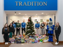 Volunteers at Mount Saint Mary College collected more than 800 toys for their annual toy drive in Newburgh, New York, in December 2024.