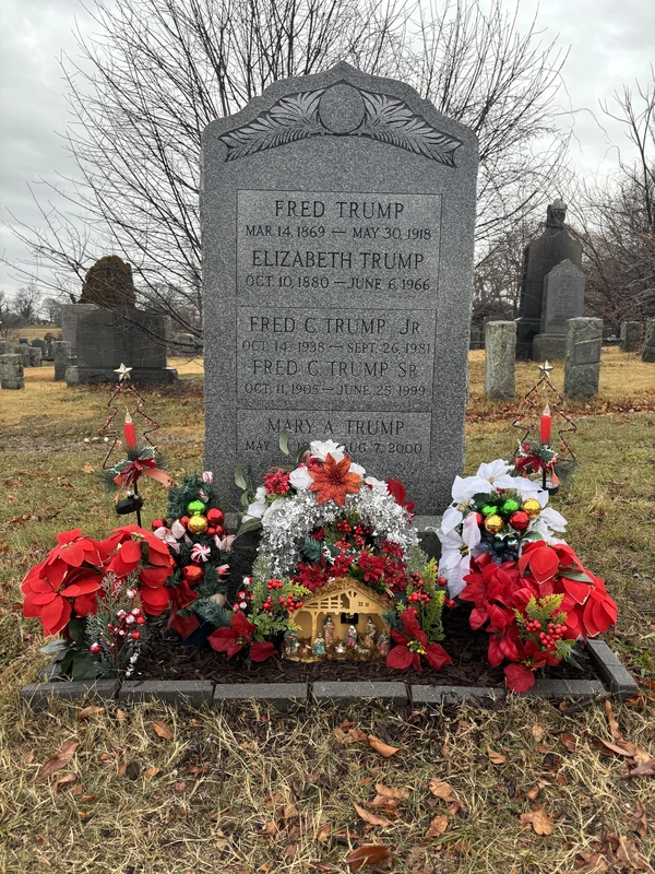 The graves of several Trump family members are seen after being cleaned and decorated by Father Frank Mann. Credit: The Tablet