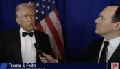 Former U.S. President Donald Trump is interviewed by EWTN’s Raymond Arroyo just prior to attending the annual Al Smith dinner in support of the charitable work of the Archdiocese of New York on Oct. 17, 2024.