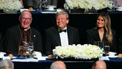 President-elect Donald Trump with his wife Melania Trump and archbishop of New York Cardinal Timothy M. Dolan (left) attend the 79th Annual Alfred E. Smith Memorial Foundation Dinner at the Hilton Midtown in New York City on Oct. 17, 2024.