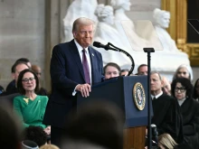 U.S. President Donald Trump delivers his inaugural address after being sworn in as the the 47th president of the United States in the rotunda of the U.S. Capitol on Jan. 20, 2025, in Washington, D.C.