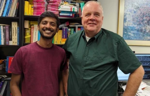 Joel Mathew, left, and Ulf Hermjakob, researchers at the University of Southern California’s Information Sciences Institute. Courtesy photo