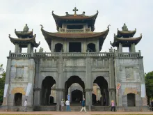 The front of the Phat Diem Cathedral, Vietnam.