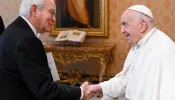 Pope Francis receives Edmundo Uribe on Aug. 26, 2024. The audience took place in the run-up to the International Eucharistic Congress, which will take place in Quito, Ecuador, from Sept. 8–15, 2024.