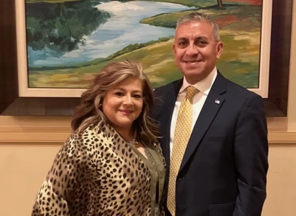 Andres ‘June’ Ybarra, right, and his wife, Isabel. He said he has to stay strong while doing his job as a mortician preparing the bodies and funerals of victims of the shooting spree in Uvalde, Texas, on May 24, but admits he “breaks down” when he’s at home with his family. Courtesy of Andres Ybarra