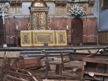 Interior of St. George Martyr Parish in Paiporta in Valencia province, Spain, in the aftermath of recent flooding in Spain.