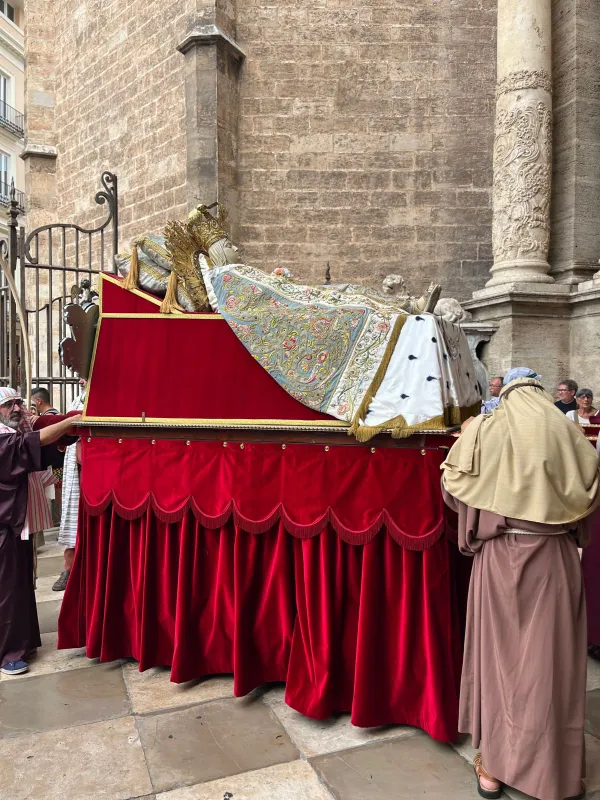 On the feast of the solemnity of the Assumption of Mary, a statue of the Virgin of Valencia ie carried through the streets of the city, leading a procession honoring the Virgin Mother. Credit: Rachel Thomas