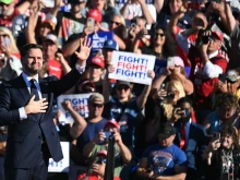 Republican vice presidential candidate JD Vance arrives to speak at a Trump-Vance campaign rally in Butler, Pennsylvania, on Oct. 5, 2024.